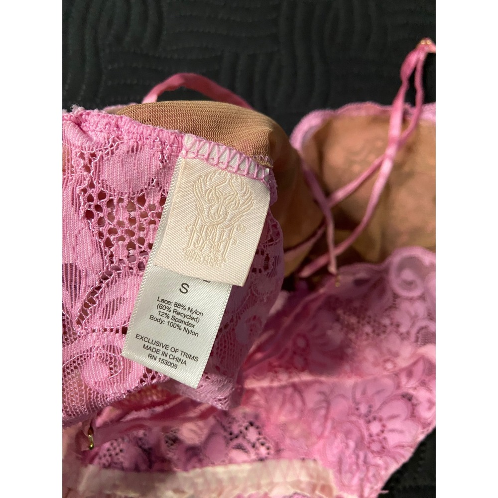 HAH Hot As Hell Pink Floral Lace Bralette Crop Top Adjustable Straps Small - Picture 3 of 4